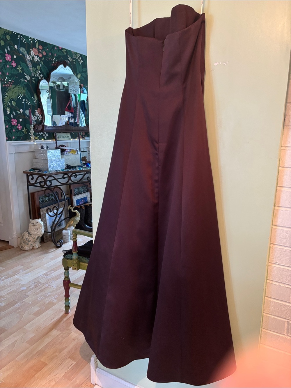 David’s bridal Strapless Burgundy Evening Gown with wrap size 10 - Picture 4 of 5